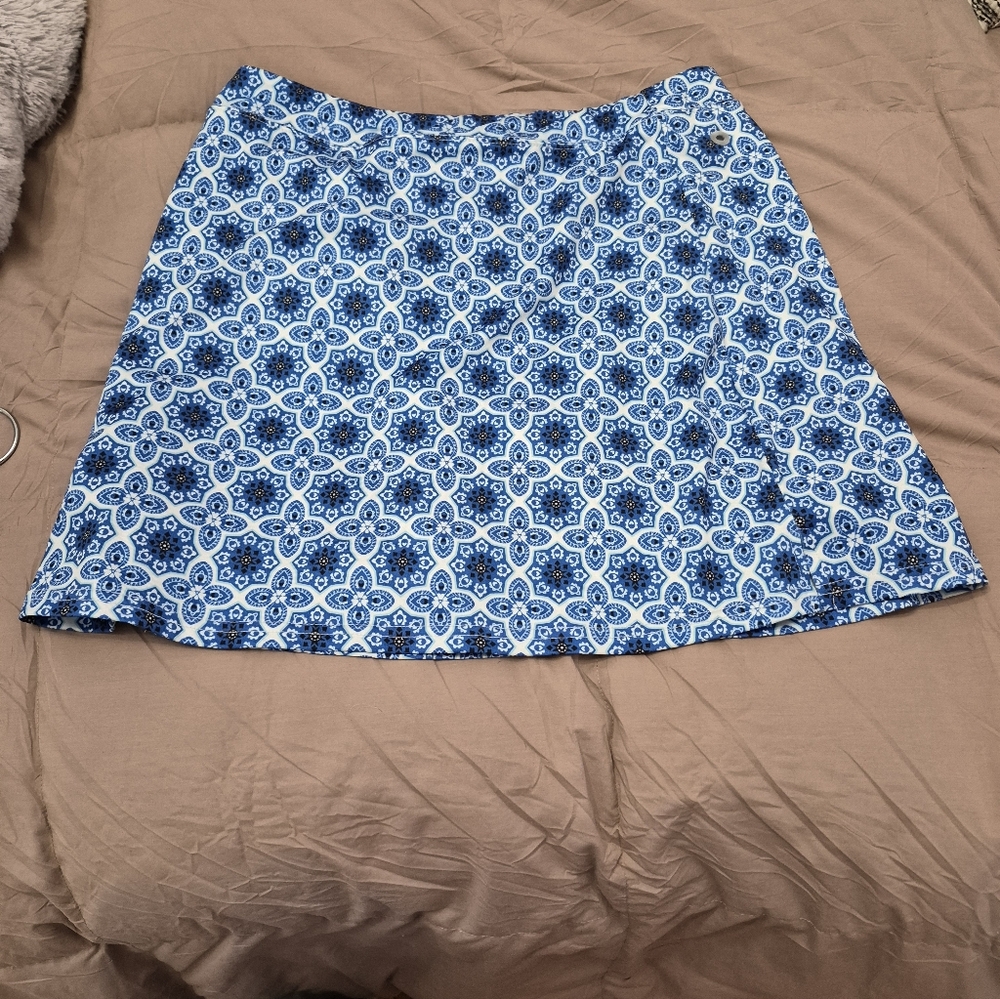 Ekouaer Blue Patterned Women's Skort Size Large